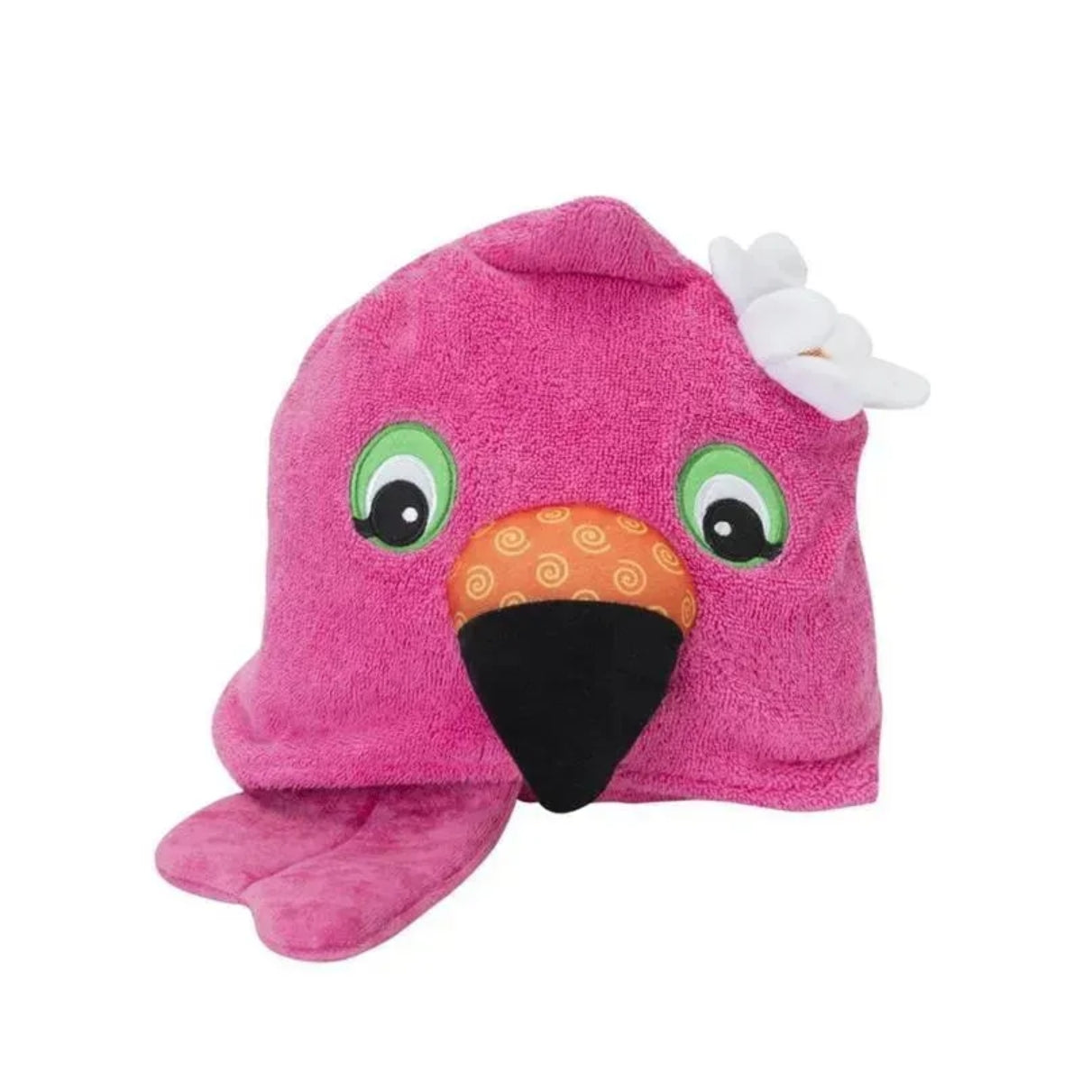 Zoocchini Kids Plush Terry Hooded Bath Towel - Franny the Flamingo - Easy to Care For